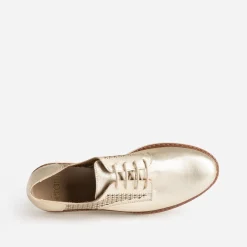 Derby compensé doré en cuir ajouré éco-conçu
