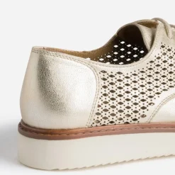Derby compensé doré en cuir ajouré éco-conçu