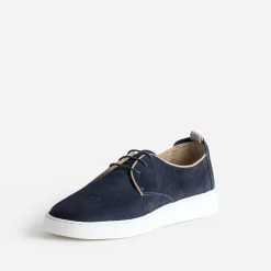 Derby confort marine en cuir velours