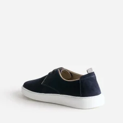 Derby confort marine en cuir velours