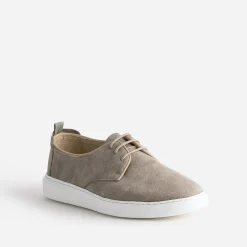Derby confort taupe en cuir velours