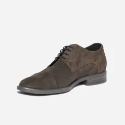 Derby ERAM FLEX marron en cuir velours