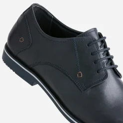 Derby marine en cuir