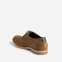 Derby marron clair éco-conçu en cuir velours