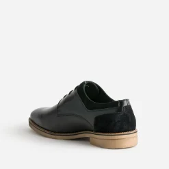 Derby noir cuir détails cuir velours