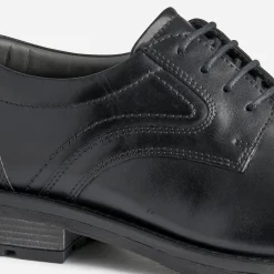 Derby noir en cuir à doublure carreaux