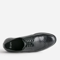 Derby noir en cuir détails perforations