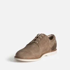 Derby taupe cuir velours