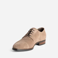 Derby taupe cuir velours