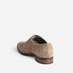 Derby taupe cuir velours