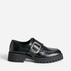 Derby TEXTO noir cuir maxi boucle