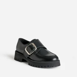 Derby TEXTO noir cuir maxi boucle