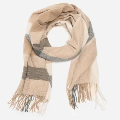 Echarpe beige à motif carreaux