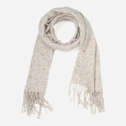 Echarpe beige chiné à franges