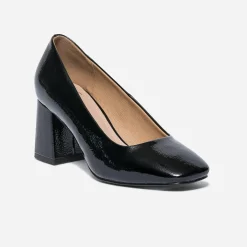 Escarpin noir verni à bout carré