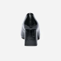 Escarpin noir verni à bout carré