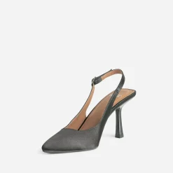 Escarpin slingback TEXTO noir satiné