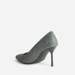 Escarpin TEXTO gris pailleté avec découpe biais