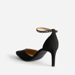 Escarpin TEXTO noir suédé à bride strassée