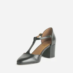 Escarpin-salomé noir éco-conçu en cuir