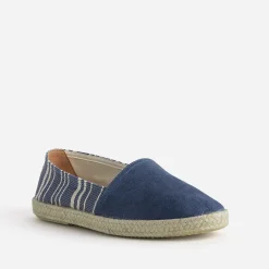 Espadrille bleue toile motif rayures