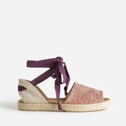 Espadrille violet, corail, blanc en textile