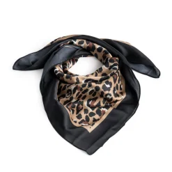Foulard TEXTO noir et imprimé léopard