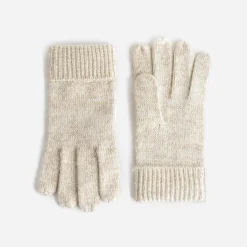 Gants beige en tricot lurex