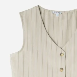 Gilet de costume TEXTO beige rayures tennis