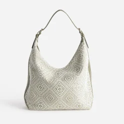 Grand sac kaki brodé