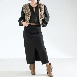 Jupe longue TEXTO en jean noir