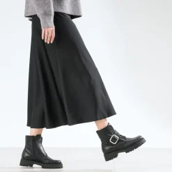 Jupe longue TEXTO noire satinée