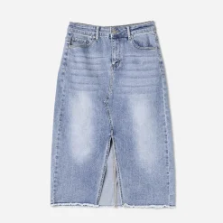 Jupe midi TEXTO bleu délavé en jean