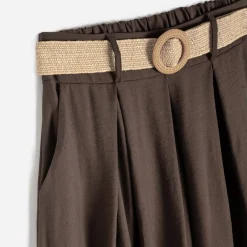 Jupe midi TEXTO marron avec ceinture