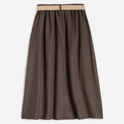 Jupe midi TEXTO marron avec ceinture