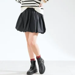 Jupe noire TEXTO plissée à volants