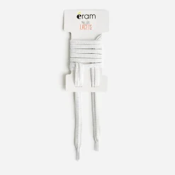 Lacets plats blancs pailletés argent