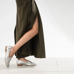 Mocassin argent métallisé cuir
