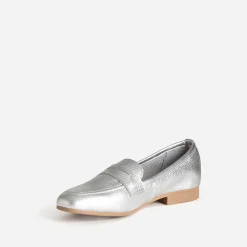 Mocassin argent métallisé cuir