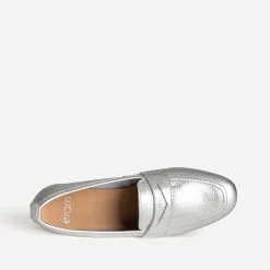 Mocassin argent métallisé cuir