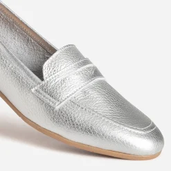 Mocassin argent métallisé cuir