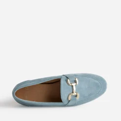 Mocassin baby blue en cuir velours
