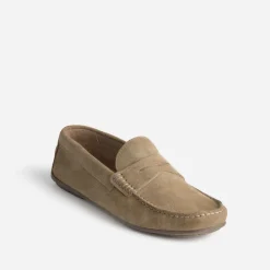 Mocassin beige éco-conçu en cuir velours