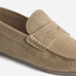 Mocassin beige éco-conçu en cuir velours
