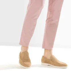 Mocassin beige cuir velours