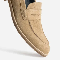 Mocassin beige cuir velours éco-conçu