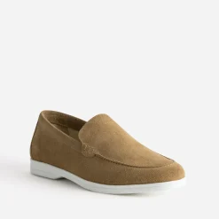 Mocassin beige cuir velours
