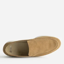 Mocassin beige cuir velours