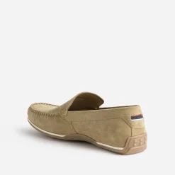 Mocassin beige en cuir velours