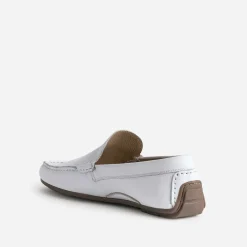 Mocassin blanc en cuir